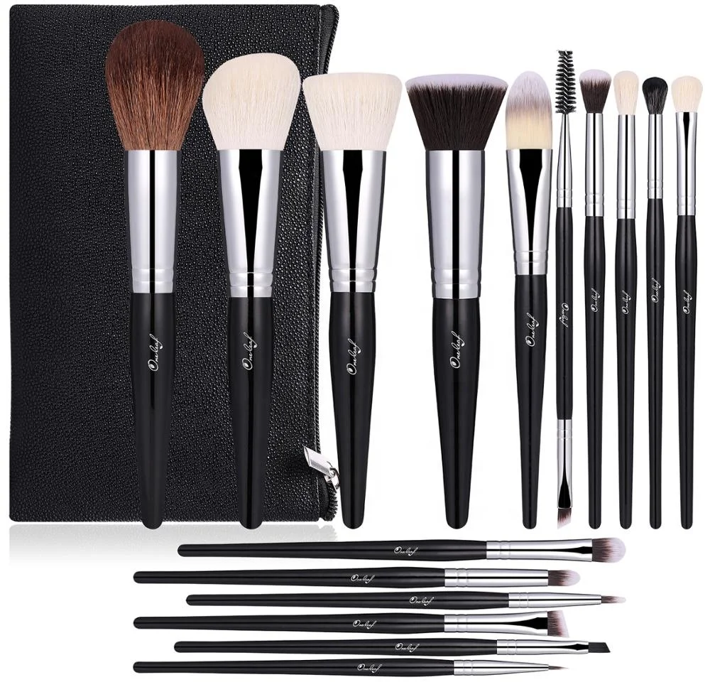 

BS-MALL Goat Hair Makeup Brush Set Private Label 16PCS Super Soft Natural Hair Foundation Cosmetic Makeup Brushes