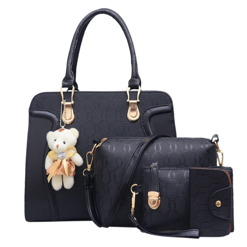 

Wholesale customized design handbags small bear pu leather lady hand bags, White / red / black / blue / golden / purple / rose red