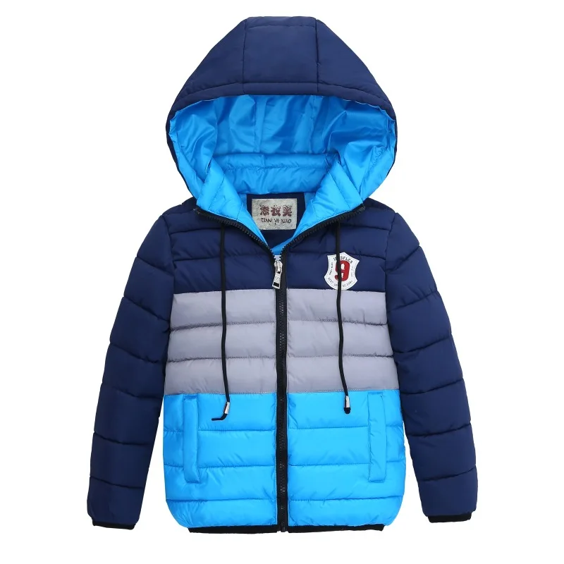 

Kids clothes winter Boys Color Block Warm Thick Cotton Coat Windproof Hooded Boys' Jacket