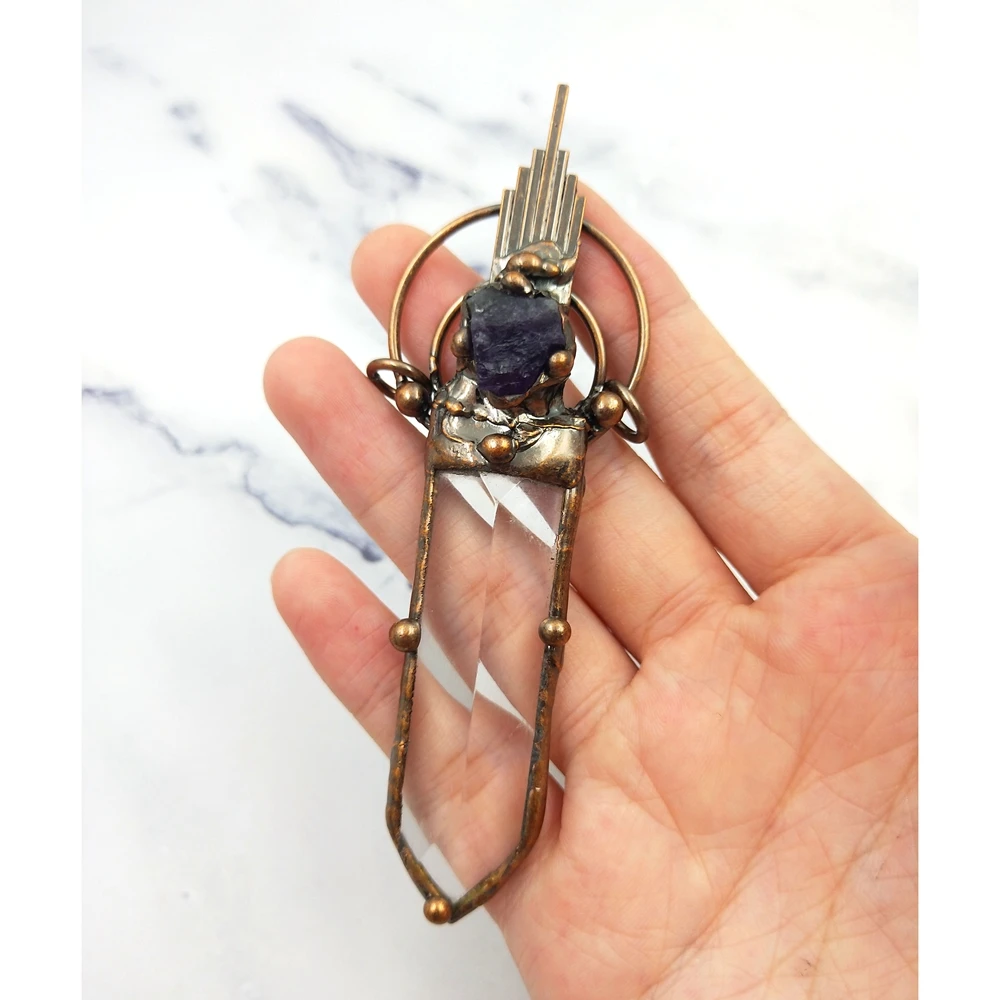 

White Crystal Pendants Quartz Jewelry Antique Bronze Plated Soldered Pillar Point Clear Crystal Charms Connectors Necklace Make, As picture shows