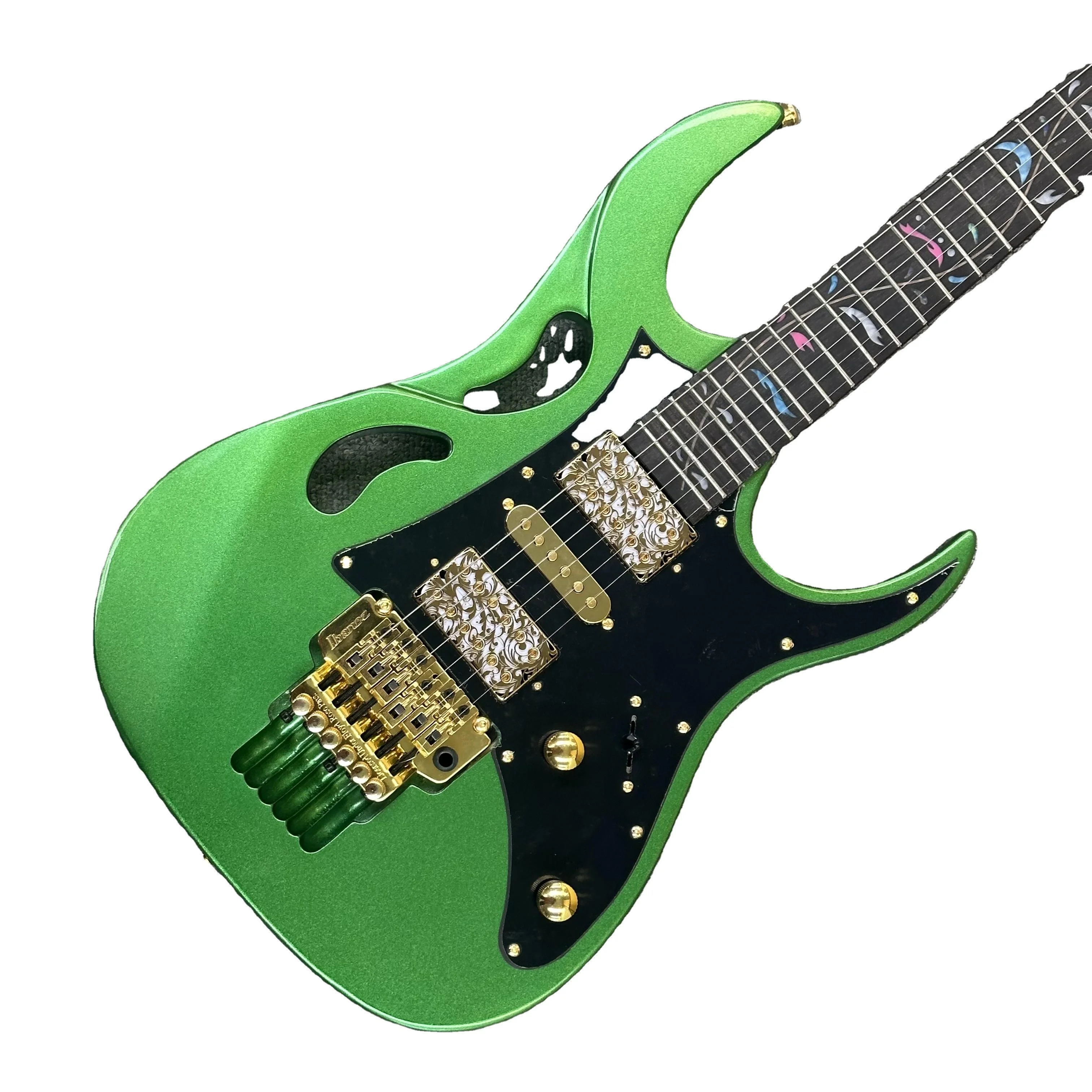 Ibn Brand 7V Electric Guitar Green with Gold Hardware Maple Back/Side Material Shipped to the USA
