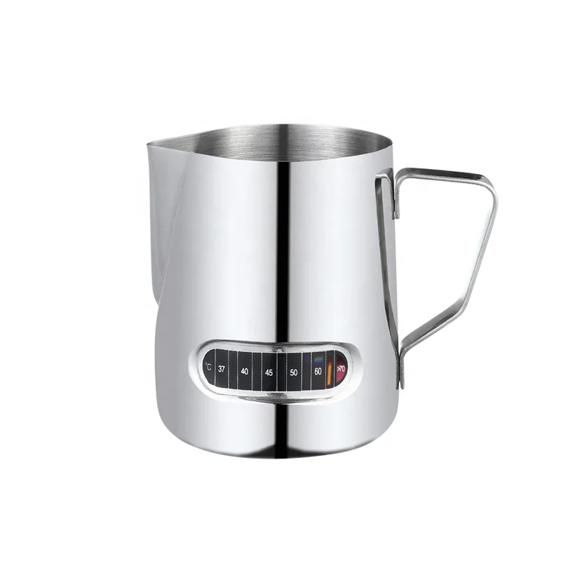 

Stainless Steel Milk Frothing Pitcher Coffee Milk Jug With Integrated Thermometer For Coffee Cappuccino