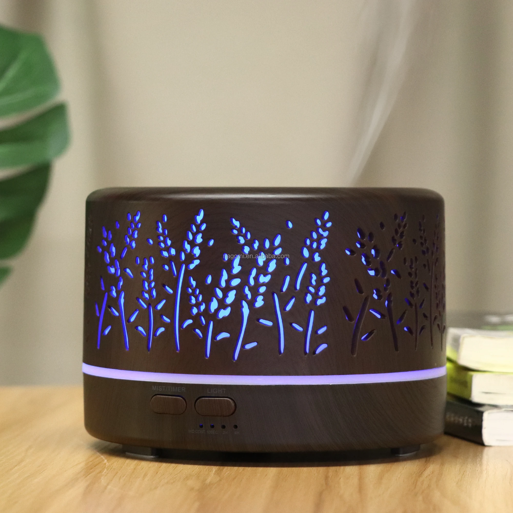 Hot Sale Gift 700ml Remote Control Wheat Ear Pattern Bamboo Art Hollow Ultrasonic humidifier aroma diffuser Led Light