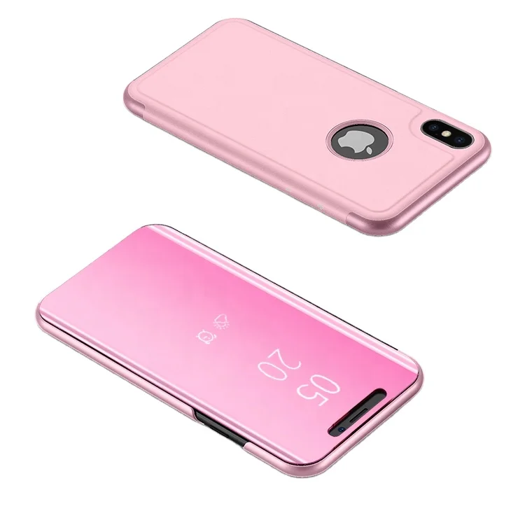 

2019 Newest Smart phone Case Electroplating Mirror Clear View Cover Flip Case for iPhone X/XS/XS MAX Cover, Customizable