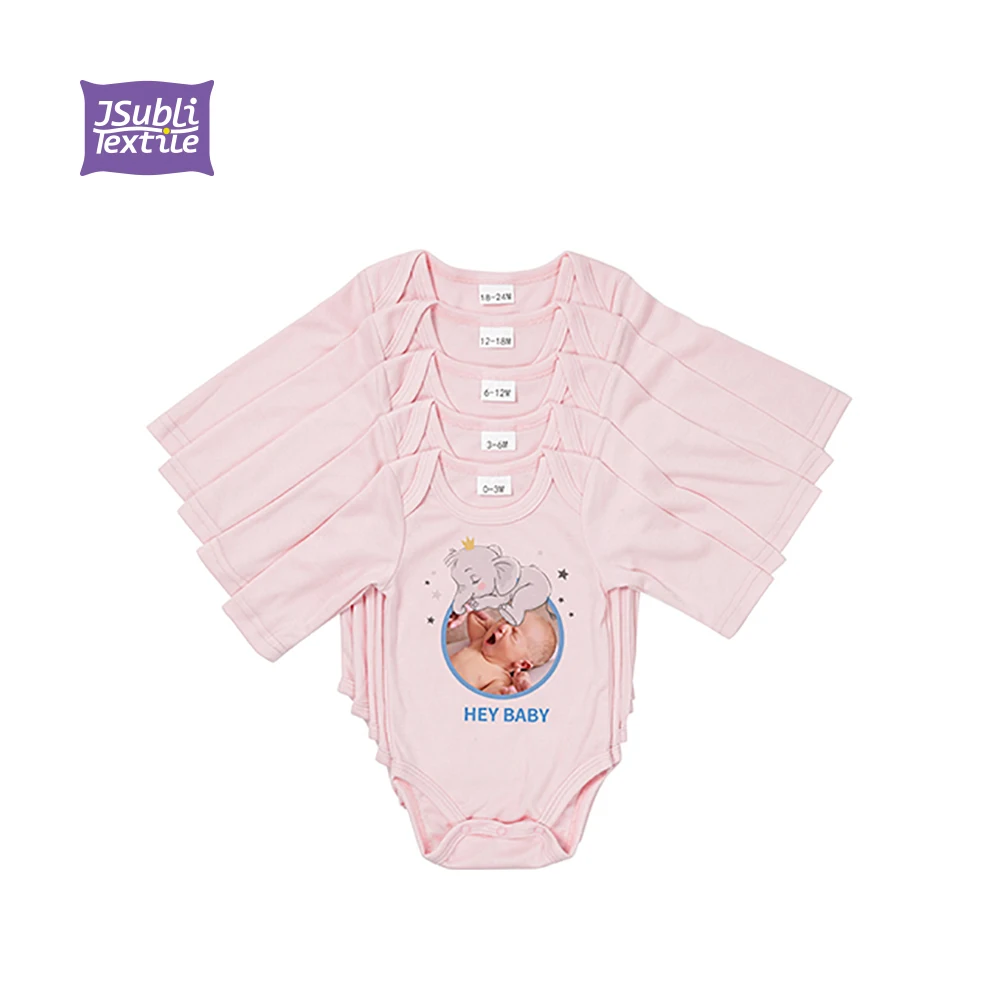 

JSubli Textile Wholesale Custom Pink Sublimation Blank Polyester Print Baby Onesie Clothes Long Sleeve Baby Boys' Rompers