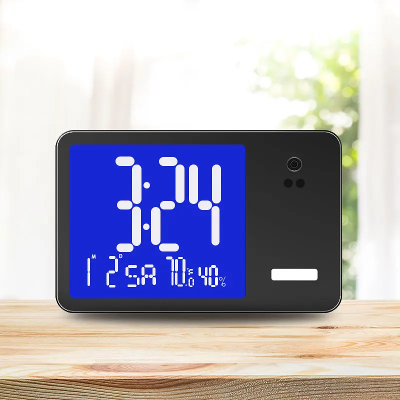 

LCD Display Big Display Alarm Clock With Temperature Humidity, Black,white,custom