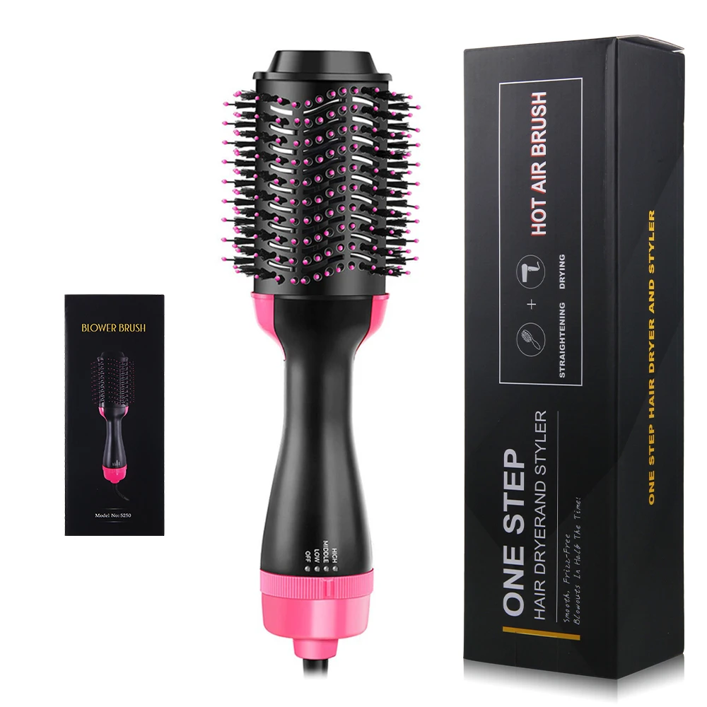 

3 in1 One step Hair dryer and volumizer Hot air brush hair dryer, Black+red