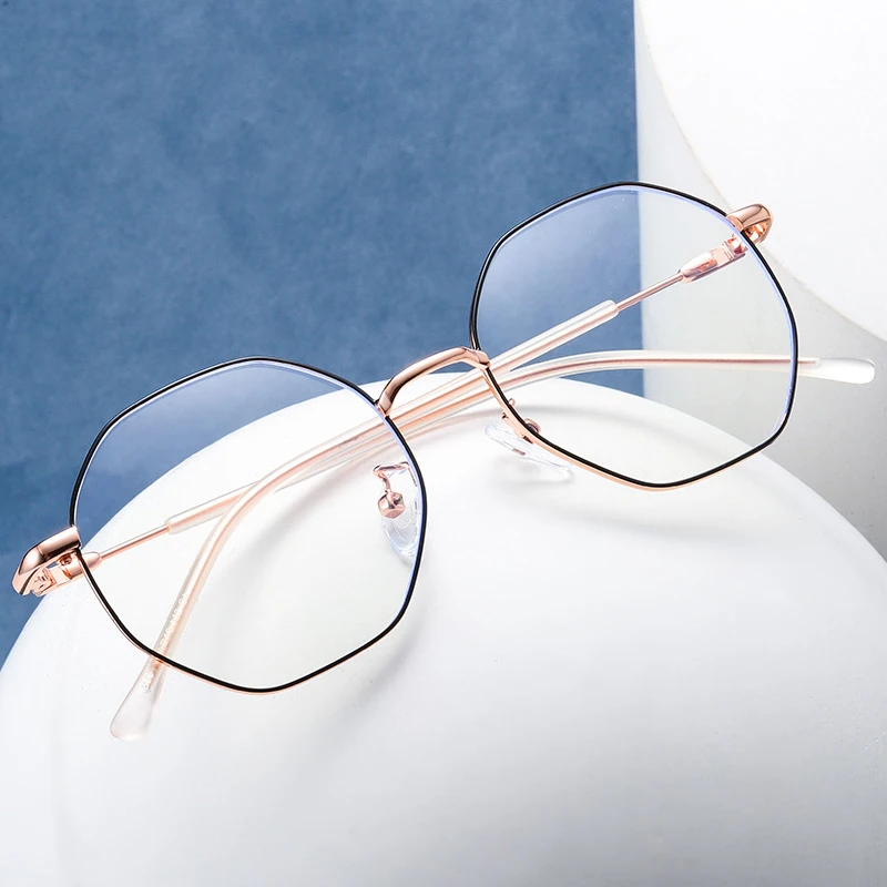 

SKYWAY Blue Blocking Glasses Function Fashion Women Men Polygon Metal Slim Optical Frame Anti Blue Light Glasses