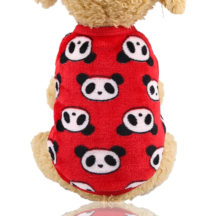 

Panda Print Flannel Warm Teacup Dog Puppy Dog Cat Teddy Clothes Vest Pet Supplies, Picture