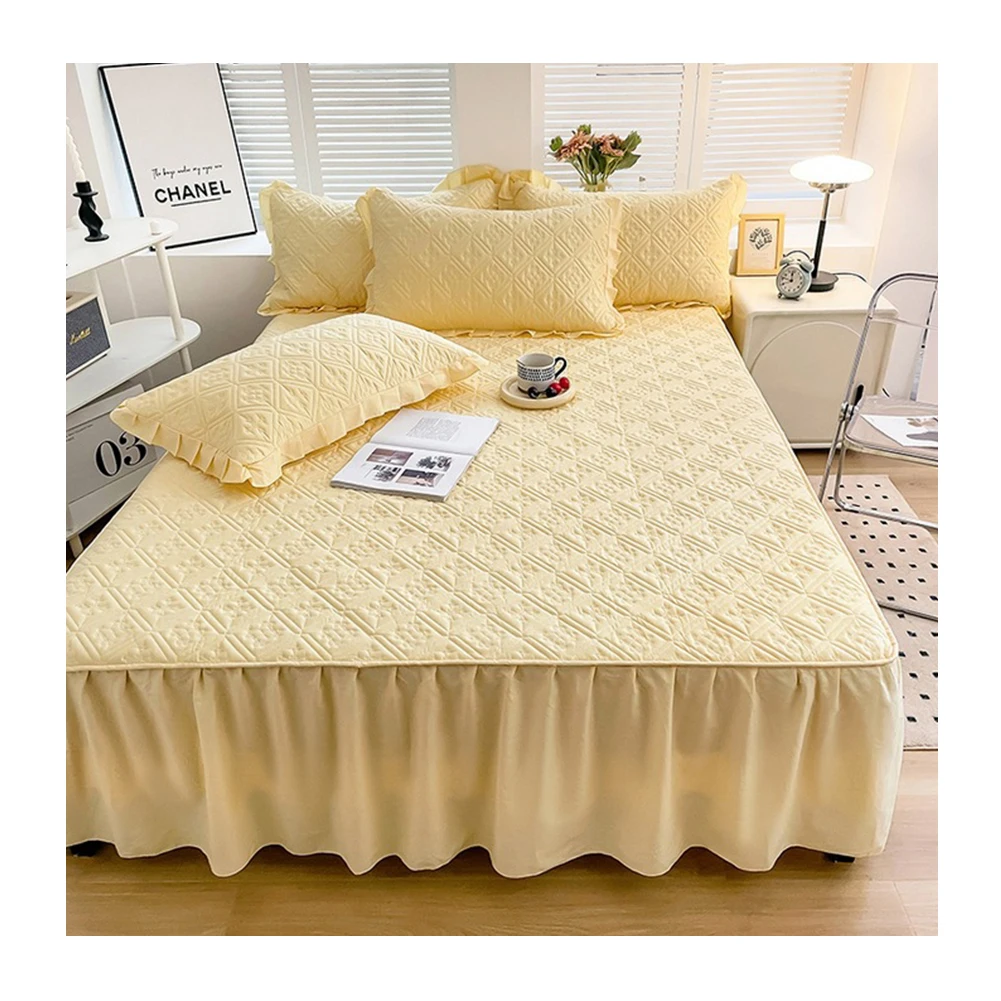 

Hot Sales Summer Bedding Sets Double Bed Soft Latex Mat Princess Style Fitted Sheet Bed Skirts