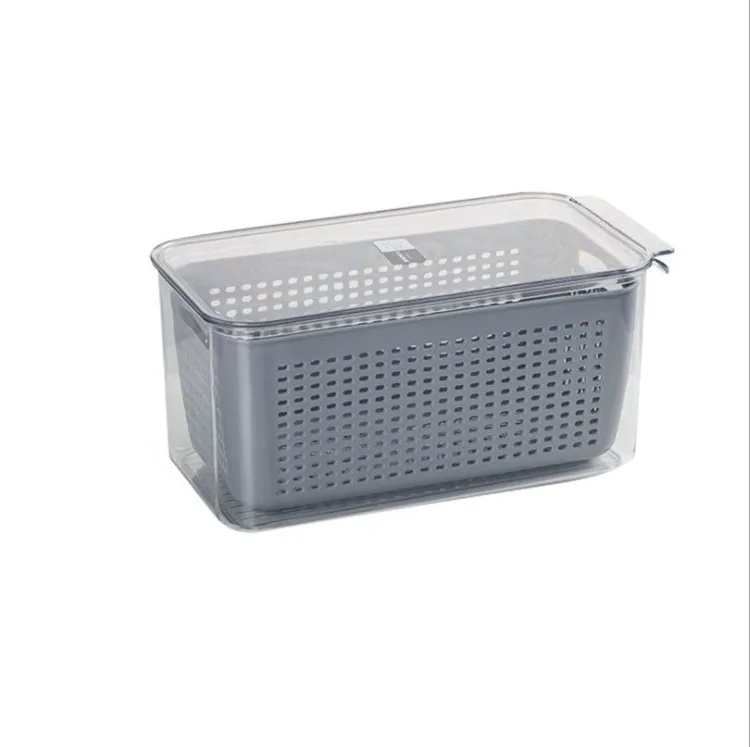 

Large Capacity 5.8L Portable Drain Basket Storage Container Clear Kitchen Plastic Food storage box for Fresh keeping, Transparent