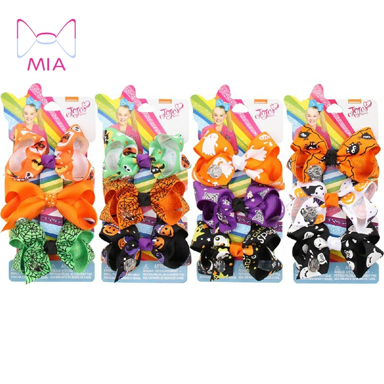 

Free Shipping 3pcs/set Jojo Siwa Bows Halloween hair bows For Girls Kids Handmade Boutique Hair Clips Children Hair Accessories, Picture shows