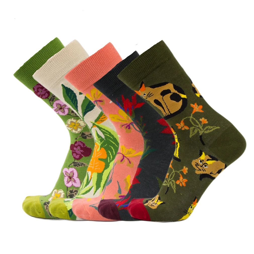 

Ins Hot Fashion Bright Flower Plant Custom Cotton Socks in-stock