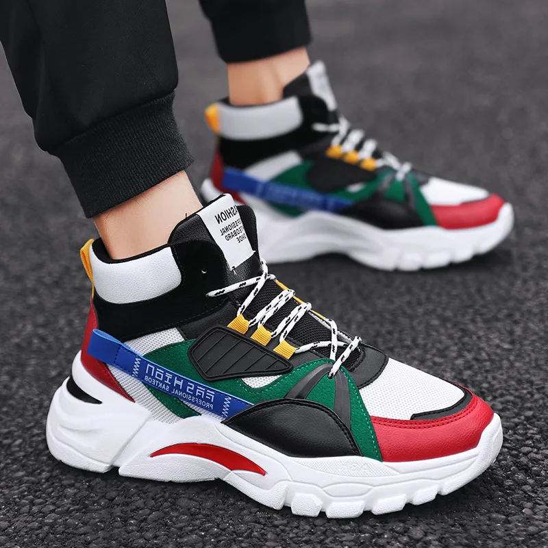 

Spring new style high quality fashion high top mesh sport shoes 2021 men's fashion running sneakers, Black,white,khaki