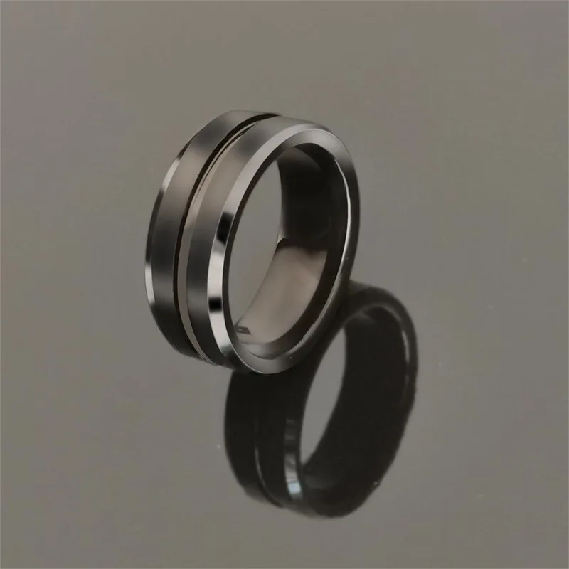 

Drop ship King will classic Tungsten Carbide Wedding Ring men's groove center comfortable fit Black silver gold blue