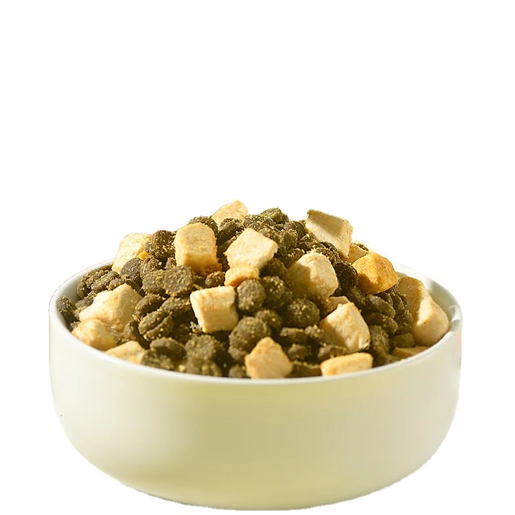 

High-end dry cat food contains dried chicken, egg yolk and 1.5 kg of natural cat food