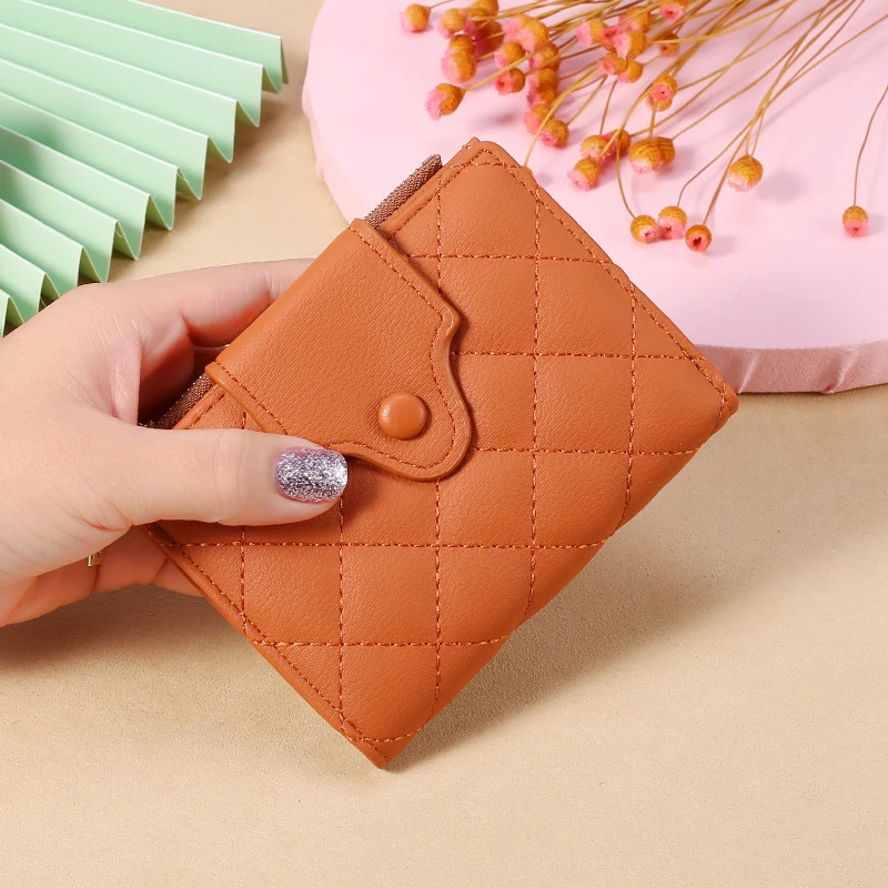 

High Quality Purse Women Ladies Card Holders Pure Color Leather Wallet