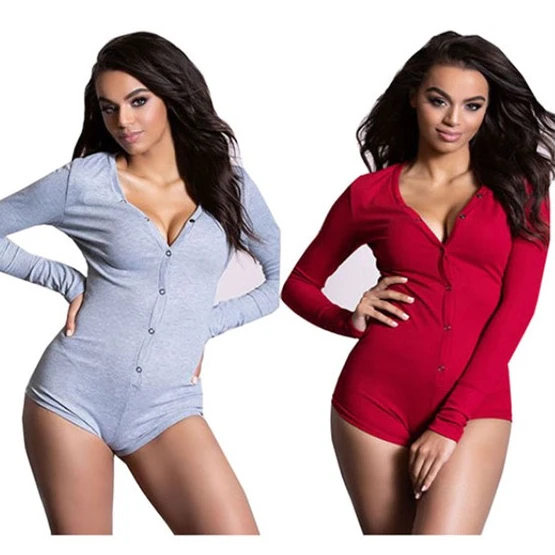 

Hot Sale Factory Price Wholesale Black Pajama Plain Onesie Solid For Women