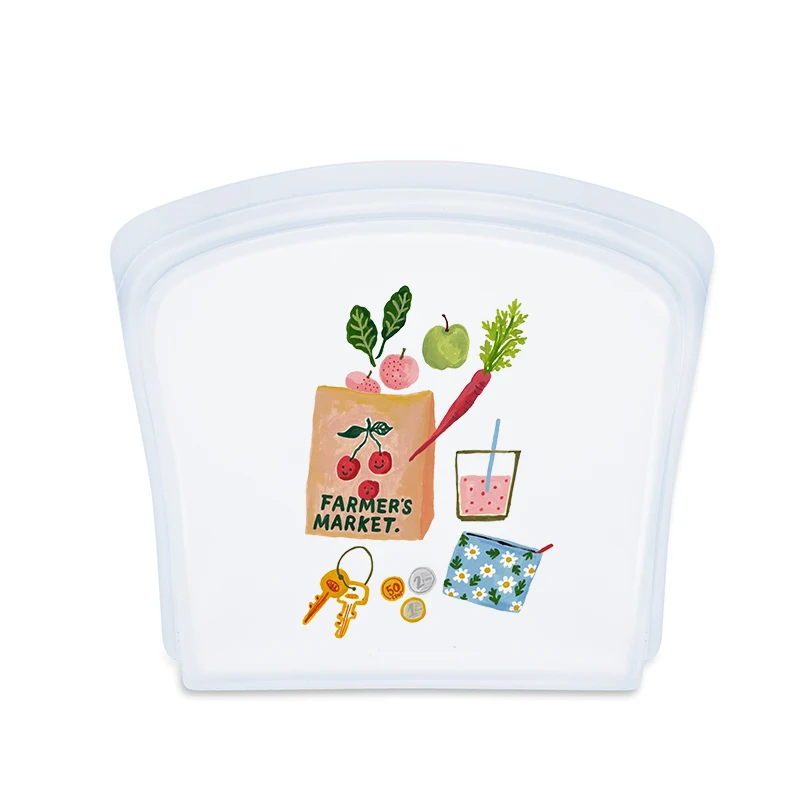 

LFGB Unbreakable 100% Platinum Food-grade Silicone Decorative Storage Bags LFGB Silicone Food Storage Bags for Fridge, Light green, light blue, light gold, transparent or custom