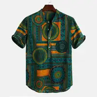 

African Design Clothing Men Shirts Short Sleeve Printed Casual Hawaiian Beach Shirts