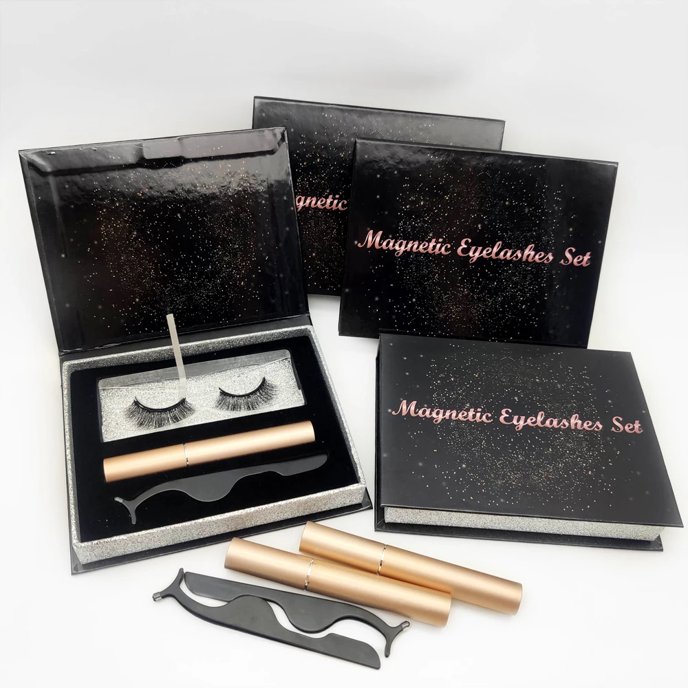 

Magnet Eyelash Magnetic Liquid Eyeliner& Magnetic False Eyelashes & Tweezer Set Waterproof Long Lasting Eyelash Extension, Natural black