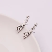 

Hot selling new name custom earrings stainless steel men and women simple fashion Stud Earrings OEM