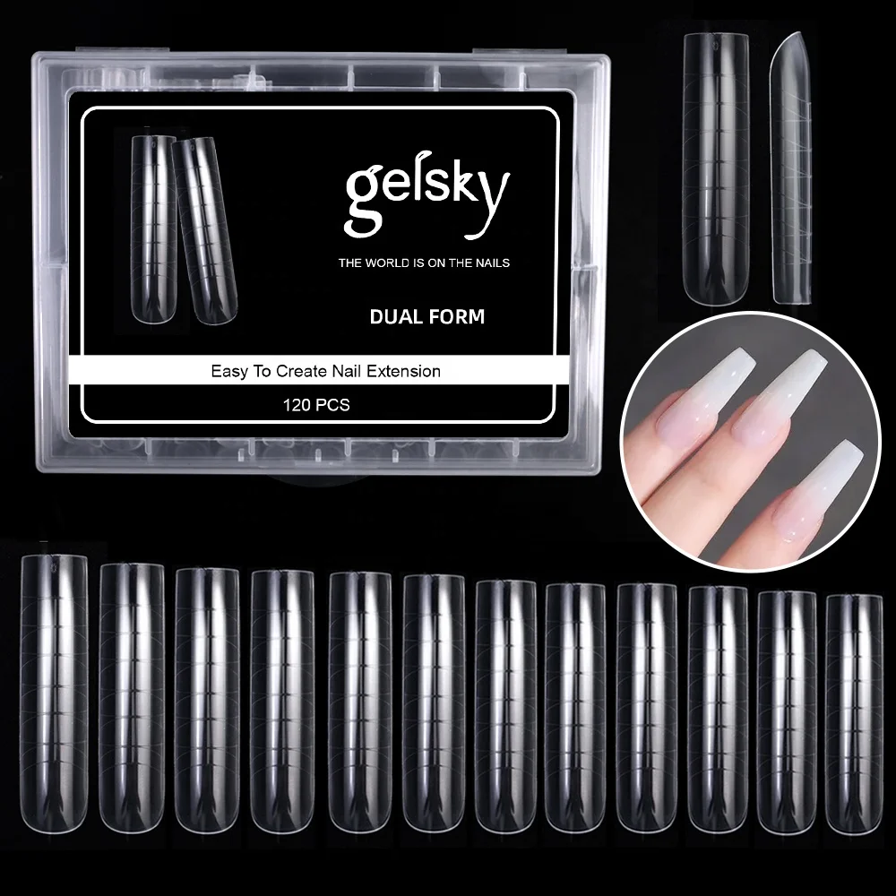 

Gelsky New Shape Long Nail Extension Mold 120Pcs In Box Dual Form