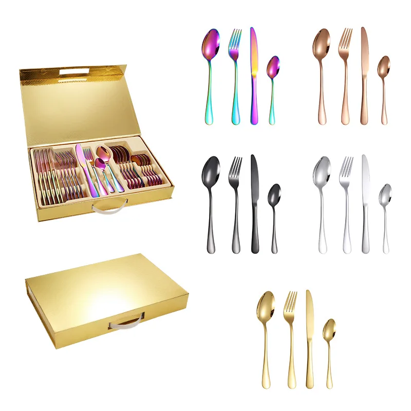 

Luxury Amazon Top Seller Silverware Flatware 24 Pieces Stainless Steel Cutlery Set 24pcs with Box