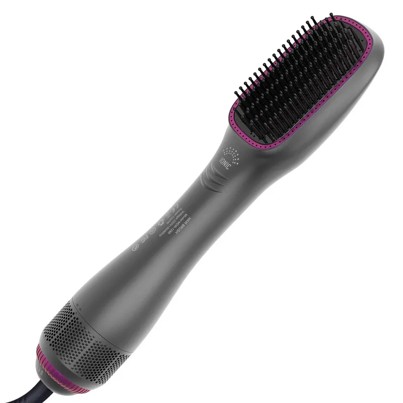 

lescolton factory 3 in 1 good quality blow hot air hair dryer straighten brush comb, Black+gold,black+purple
