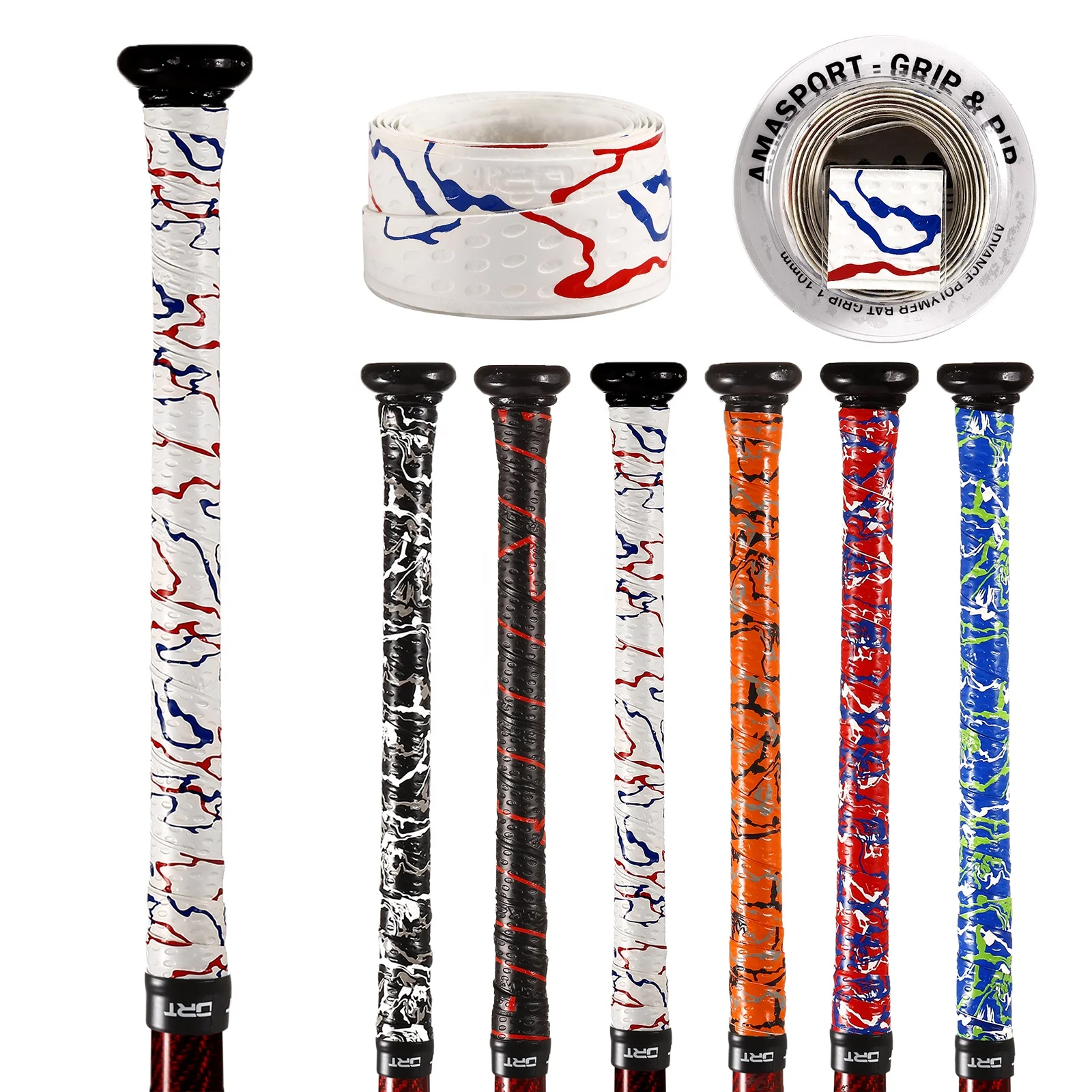 

AMA SPORT Ready To Ship High Quality Colorful Debossed Pattern 1.10mm Baseball Bat Grip