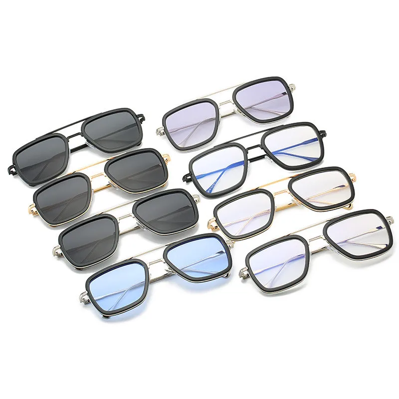 

Uv400 Wholsale Sunglassess Square 2021 Sun Glasses Shades Made Italy Mens White Transparent Sunglasses