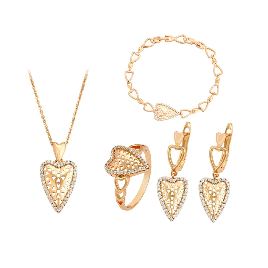 

A00908700 Xu Ping Jewelry Heart-shaped Mother's Day gift set of four pieces of jewelry