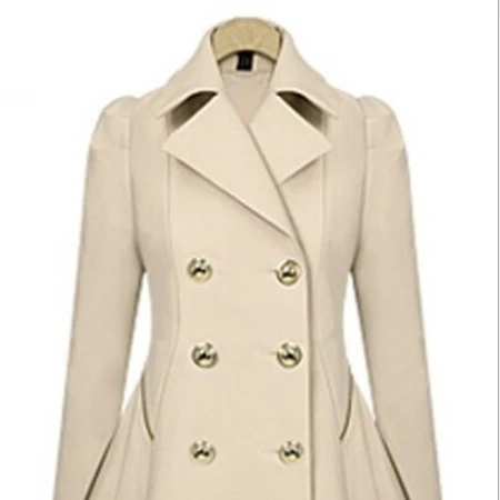 

plus size woman clothe dress Solid Color Button Lapel Windbreaker Long Spring Autumn Coat Trench Outwear Jacket for Women, Beige,navy