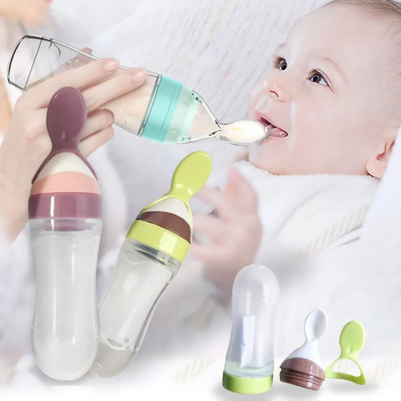 

Baby Spoon Bottle Top Selling China Sueezed Baby Feeding Bottle Silicone Safety 90ML Baby Bottle