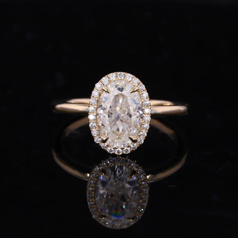 

Starsgem 14K 18K yellow gold ring oval cut moissanite engagement ring