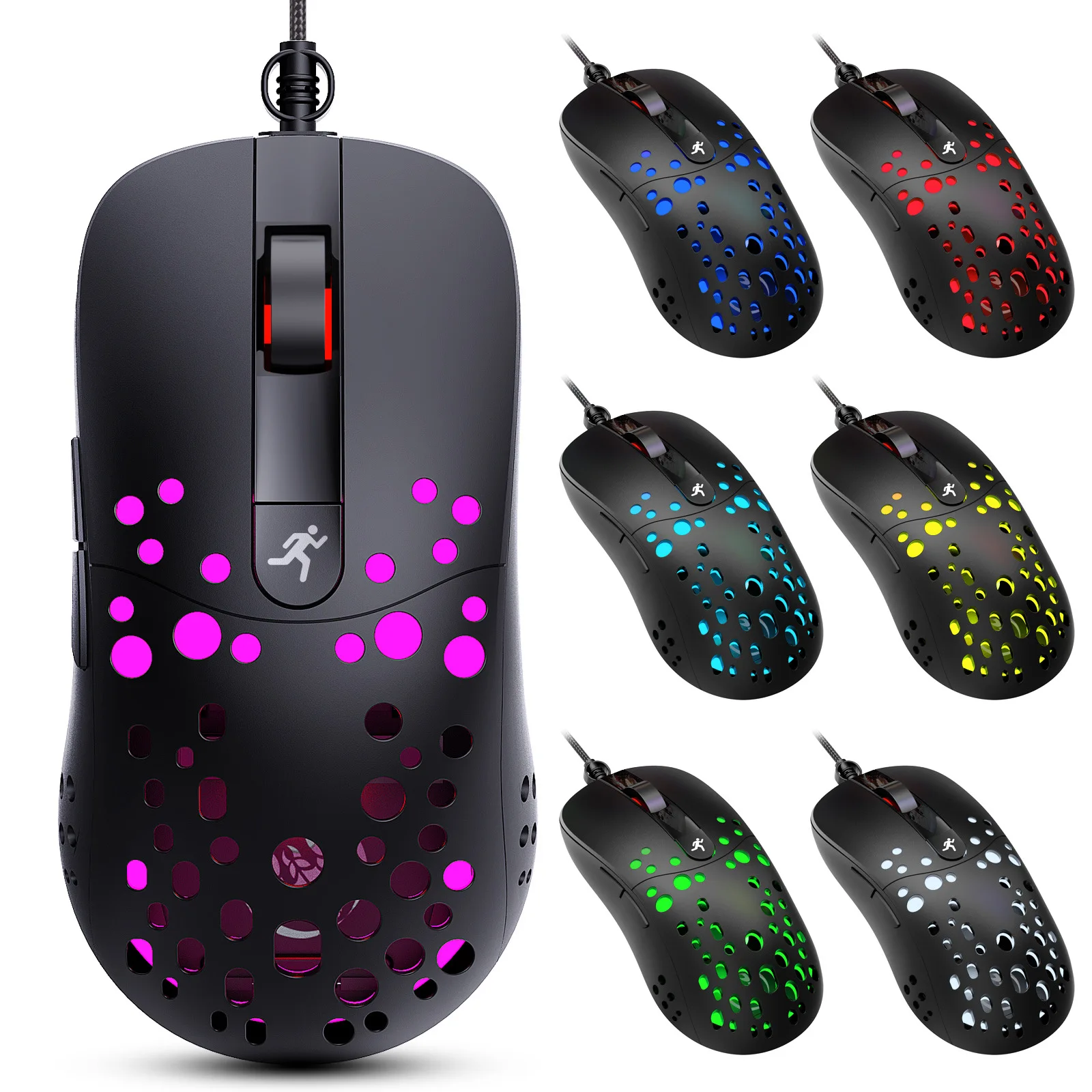 

A904 Wired Mouse Rgb Luminous Mice Can Turn Off Light 8000DPI Adjustable 6D Macro Programming Mouse