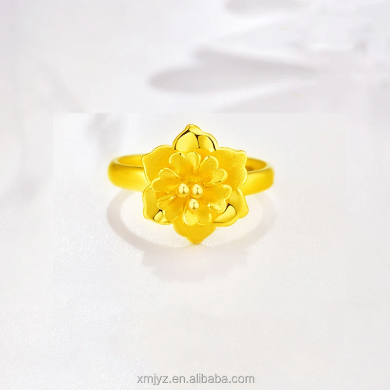 

Shuibei Whole Body Ring Pure Gold 999 Female Niche 3D Hard Gold Cyanide-Free Pure Gold Peony Flower Ring For Wife Gift