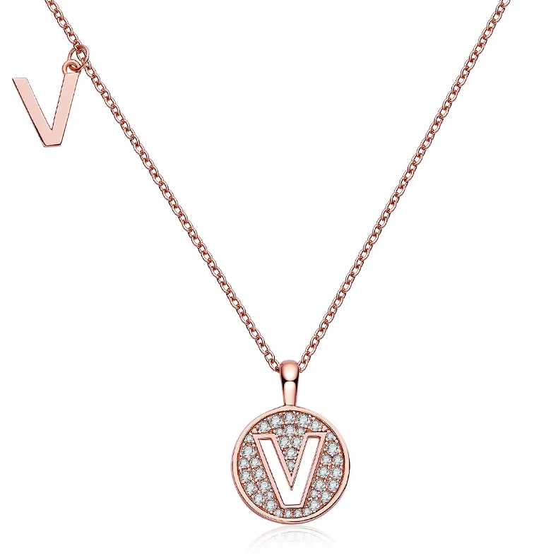 

Sgarit Fashion Jewellery Diamond Letter Pendant Custom Name V 925 Silver Rose Gold Plated 0.25Ct Moissanite Necklaces Jewelry