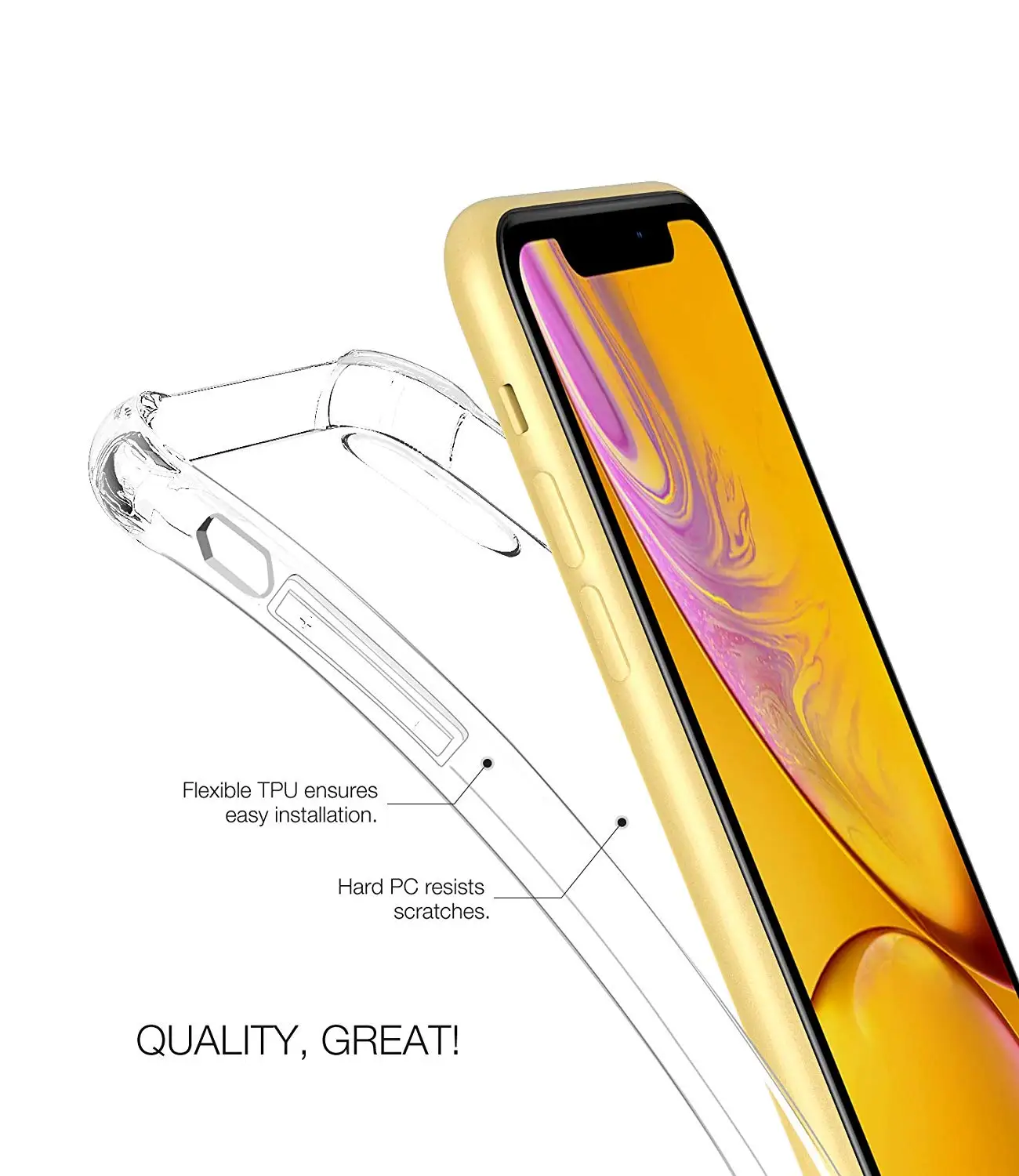Atouchbo Phone Case for iPhone XR Clear Shockproof Back Cover