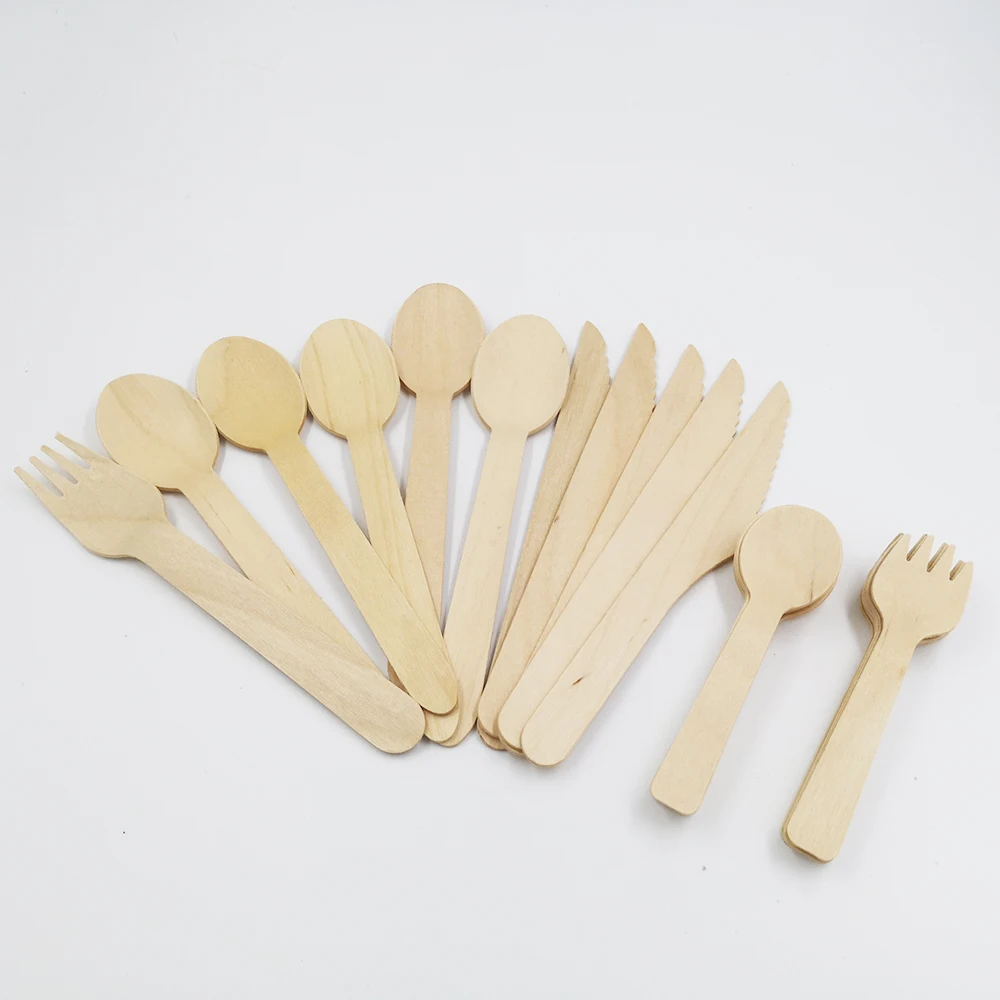 

disposable bamboo cutlery set wooden spoon fork knife set custom logo