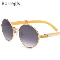 

Borregls High Quality Buffalo Horn Sunglasses Men Round Luxury Sumptuous Oval Eyewear Eyeglasses Sun Glasses 7550178