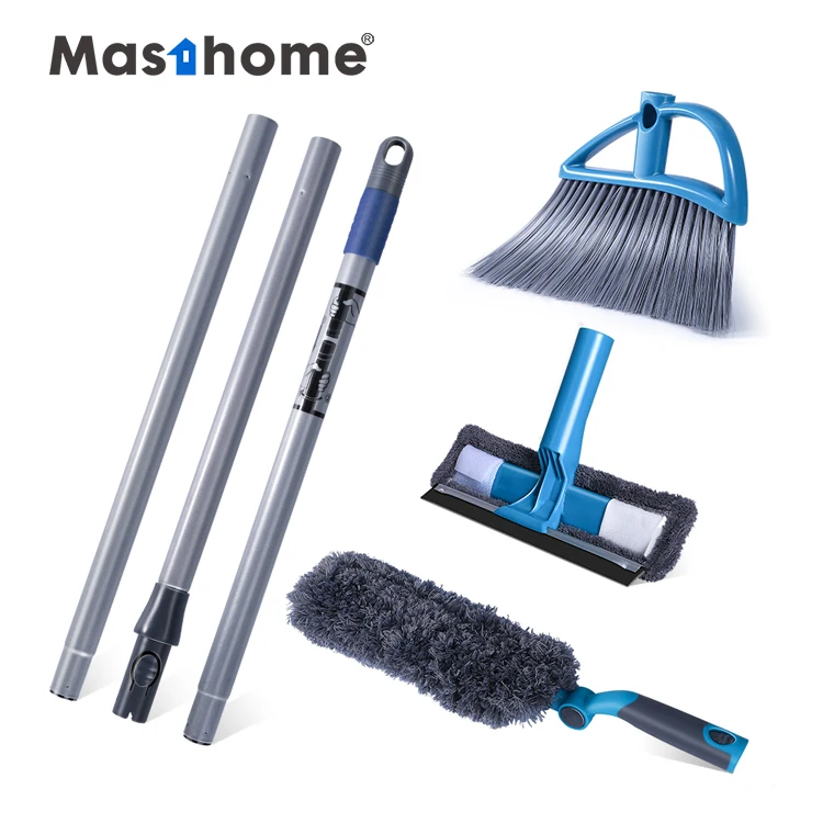 

Masthome 3 in 1 Plastic Long handle broom Rubber Window Squeegee Cleaner microfiber duster Household Cleaning Tool