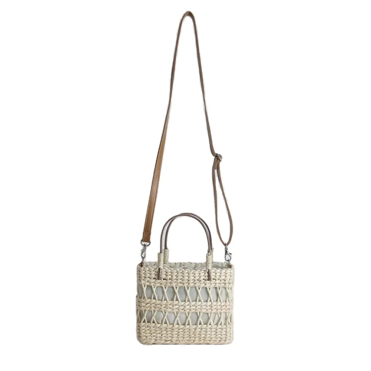 

New ladies elegant straw beach crossbody shoulder bag fashion all-match designer handbags, Natural