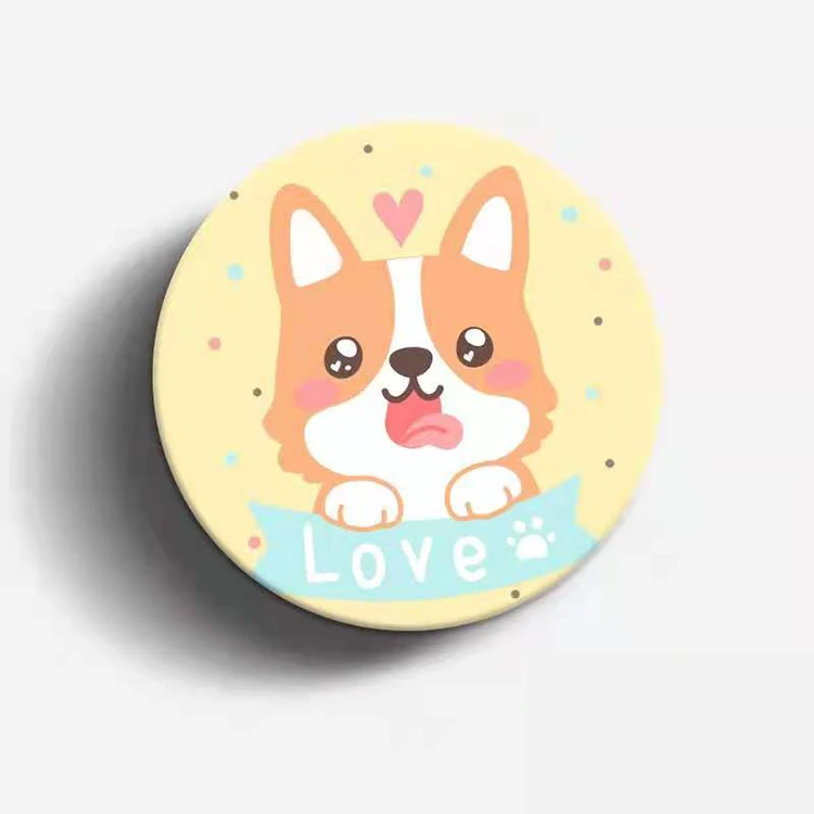 

Shiba Inu puppy Pattern Drink Coasters Absorbent Ceramic Round Edge With Cork Base For Apartment Table Bar Mug, Cmyk