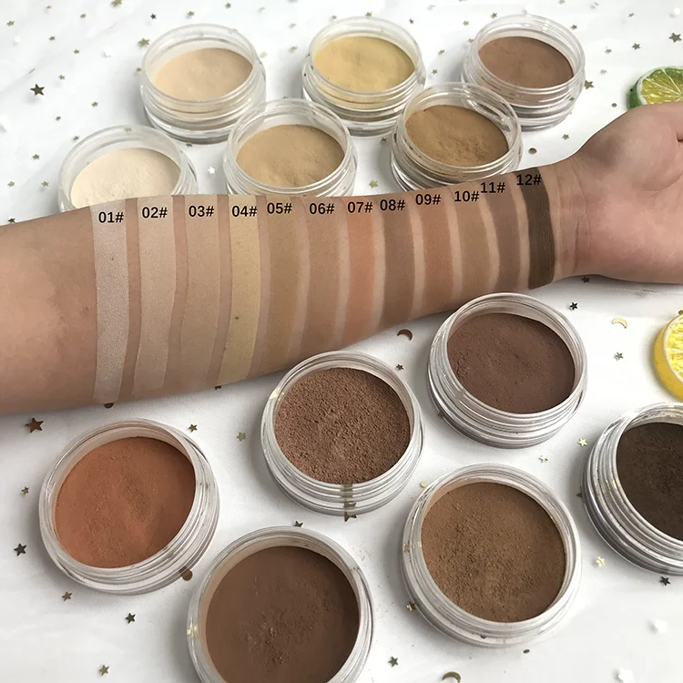 

Makeup 5g loose powder jars long lasting loose powder private label, 12 colors