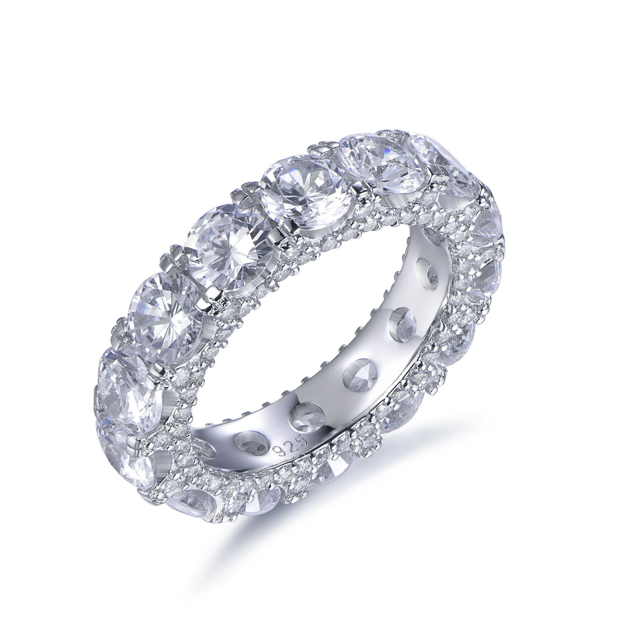 

Luxury Bling Diamond Rhodium Plated Clear White Cubic Zirconia Wedding Eternity Rings Jewelry Women Finger Ring