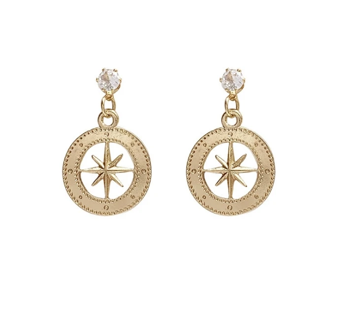 

Hollow star earrings 2021 new trendy S925 silver post Korean retro premium earrings women