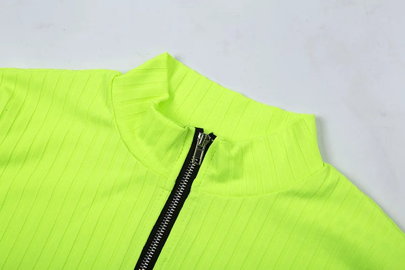 Guangzhou new arrival fall autumn season women turtleneck neon green  bodycon dress