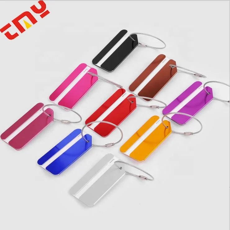 

Customized Wholesale Metal Suitcase Travel Tag Aluminum Alloy Reusable Anti Loss Airplane Luggage Tags With Wire Ring