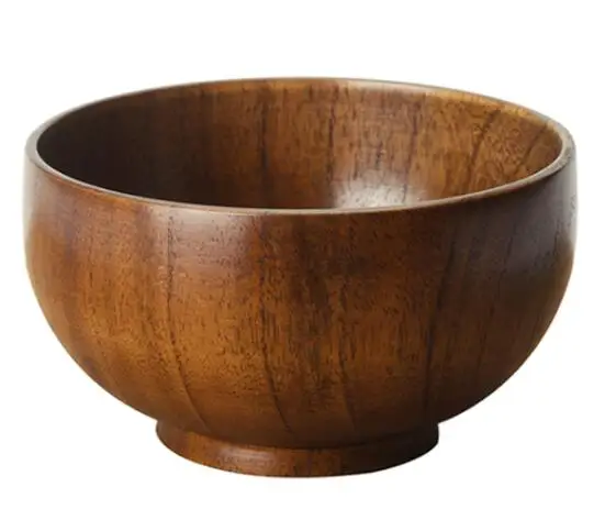 

4.3inch Jujube Wood Solid Japanese Style Wooden Bowl Insulation Eating Noodle Soup Baby Rice Family Large/Small Bowl